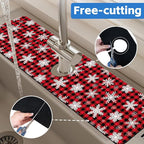 Christmas Snowflake Kitchen Sink Splash Guard Mat Buffalo Plaid Absorbent Fast - Image 7