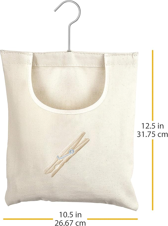 Whitmor Canvas Clothespin Bag Hanging Storage Organizer - Image 6
