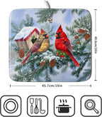 Winter Red Cardinal Bird Dish Drying Mat - Image 2