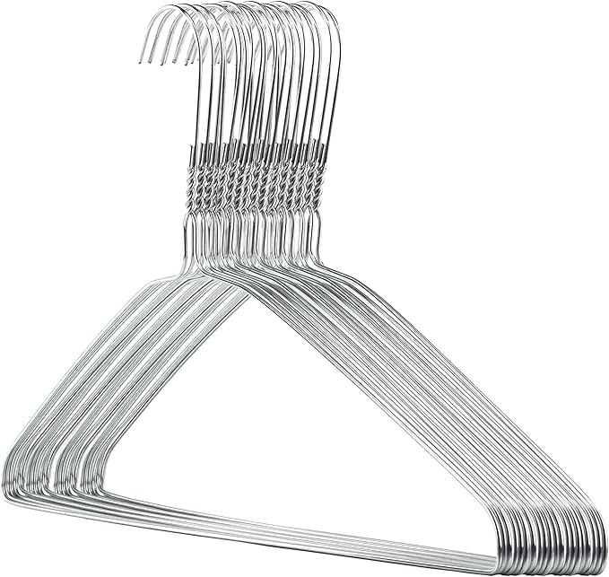 HANGERWORLD Silver Metal Wire Clothes Hangers 16inch 13 Gauge Clothes Garment by Hangerworld