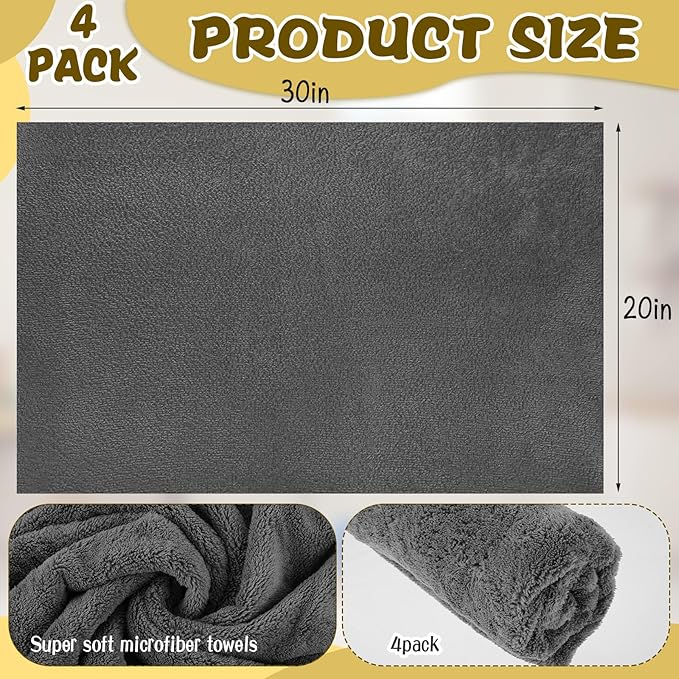 4 Pcs Extra Large Microfiber Cleaning Cloth, Lint and Streak Free - Image 2