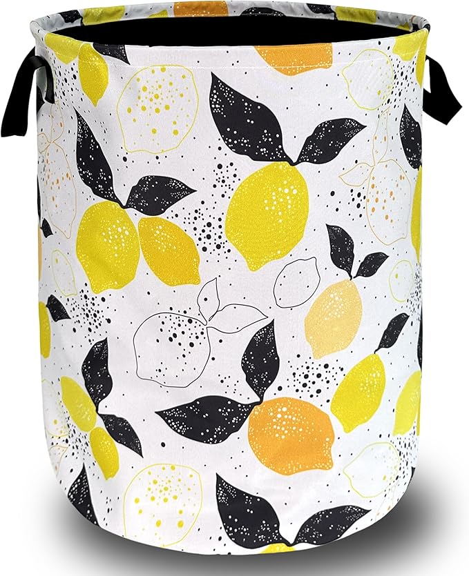 Lemons Laundry Hamper Boho Tropical Fruit Colorful Laundry Basket by SELIONLIKN