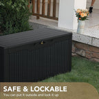Devoko 100 Gallon Waterproof Large Resin Deck Box Indoor Outdoor Lockable Storage Container for Patio Furniture Cushions Garden Tools (100 Gallon, Black) - Image 5