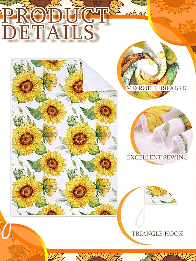 Bencailor 4 Pcs Sunflower Kitchen Towels Welcome to Our Home Hand Dish Towels - Image 5