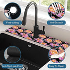 Colorful Peonies Sink Faucet Absorbing Mat Blooming Peonies Super Absorbent - Image 4