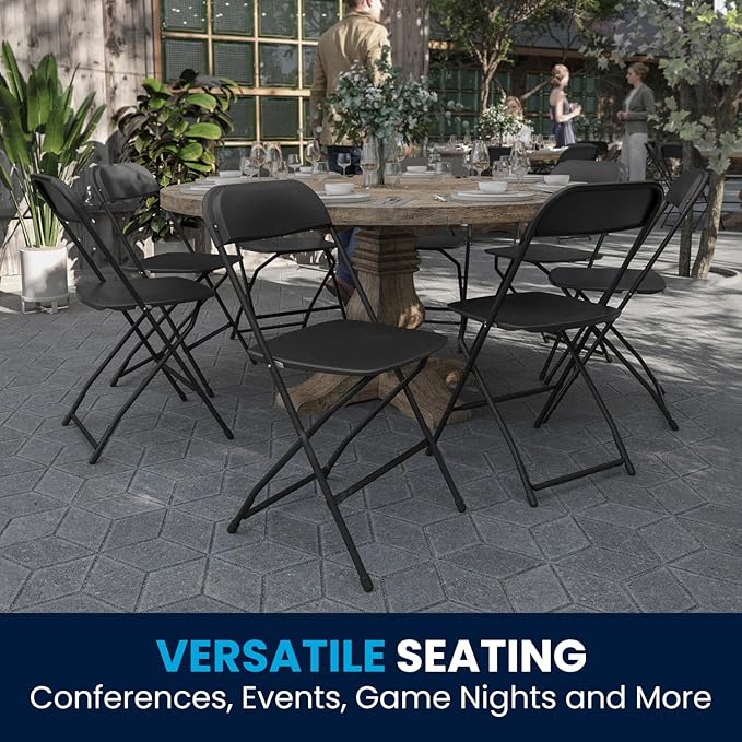 Flash Furniture Hercules Series Plastic Folding Chair - Black - 20 Pack 650LB Weight Capacity Comfortable Event Chair-Lightweight Folding Chair - Image 8