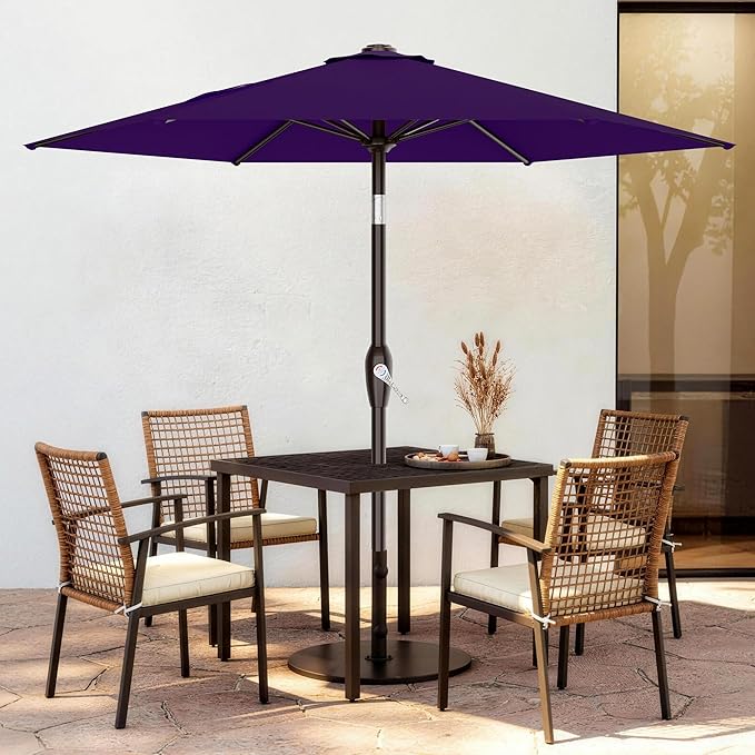 AreShark 7.5FT Patio Umbrella Table Market Umbrella with 6 Sturdy Ribs, Button Tilt/Crank, Heavy-Duty Outdoor Umbrellas for Pool, Deck, Garden and Backyard, Purple - Image 2