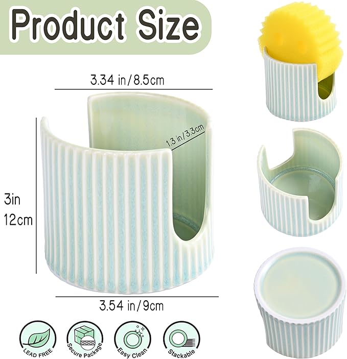 Ceramic Sponge Holder for Kitchen Sink, Sink Caddy Organizer, Dish Sponge - Image 6