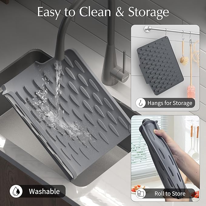 Silicone Dish Drying Mat for Kitchen Counter or Sink - Image 6