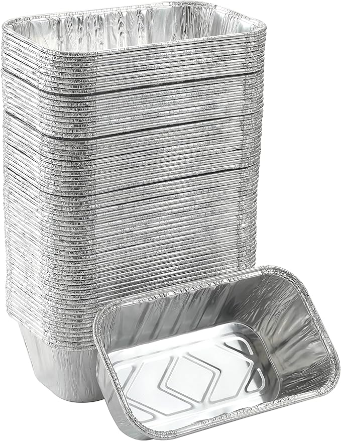 100 Pack 1Lb mini Loaf Pans Heavy Duty Disposable Aluminum Foil Bread Tins by Waytiffer