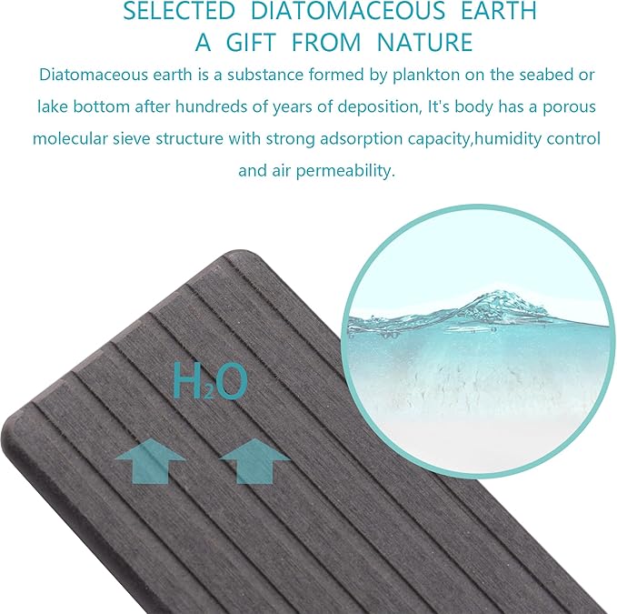 2 PCS Water Absorbent diatomite Coasters, 9.5" x 5.5" Water Absorbing Stone Tray - Image 2
