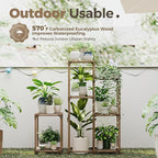 Bamworld Plant Stand Indoor Corner Plant Shelf Wood Plant Holder for Multiple Plants Tall Flower Stands Plants Table Rack Garden Patio Lawn Window 03H, Brown - Image 4