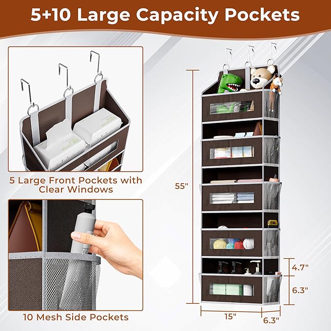 2 Packs 5-Tier Over the Door Storage Organizer - Image 2
