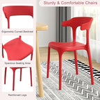 VECELO 4 Pack Plastic Stacking Chairs, Stackable Dining Chairs for Kitchen Restaurant Patio, Portable Indoor Outdoor Use, No Assembly Required, Red - Image 6