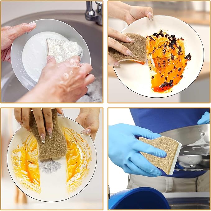 12 Pack Natural Kitchen Sponges, Biodegradable & Compostable | Non-Scratch - Image 3