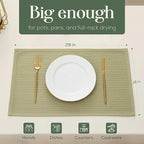 MosJos Kitchen Towels, Cotton Hand Towels, Sage Green and Cream Ribbed - Image 6