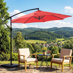 OLIXIS Offset Patio Umbrella, 9.7FT Cantilever Table Umbrellas for Outdoor Sun Shade UV Protection with Easy Tilt Adjustment, 8 Ribs for Backyard, Lawn, Garden, Pool - Red - Image 6