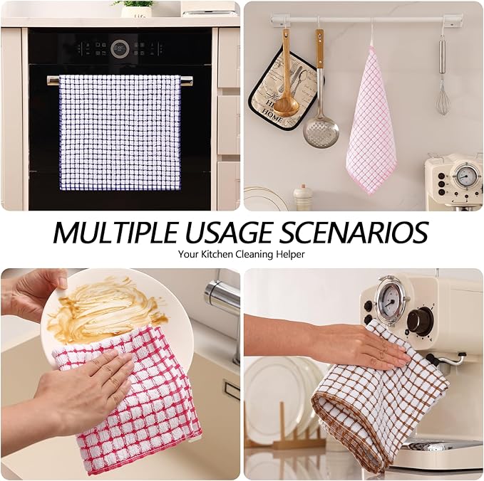 Homaxy Kitchen Towels and Dishcloths Set, 16 x 25 and 12 x 12 Inches, Super - Image 6
