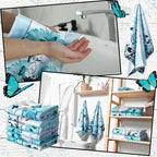 Breling Set of 6 Teal Daisy Kitchen Towel Vintage Themed Dish Towel Turquoise - Image 5