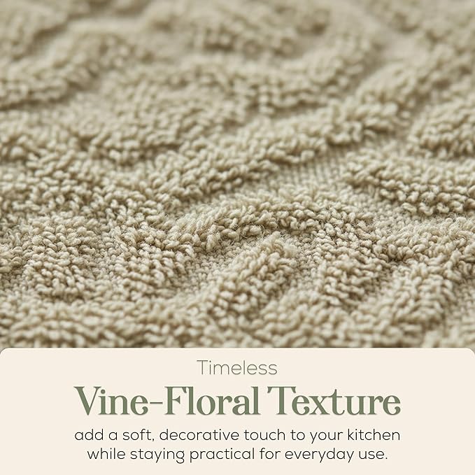 MosJos 4 Pack Hand Towels, Cotton Sage Green and White Floral Kitchen Towel - Image 3