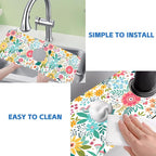 Colorful Floral Leaves Berries Kitchen Sink Splash Guard Mat Absorbent Fast - Image 5