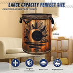 Moon Laundry Basket Oxford Cloth Vintage Stars Wooden Sun Laundry Hamper - Image 3