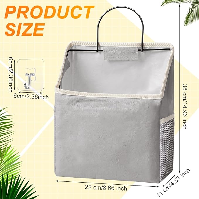 Chumia 6 Pack Wall Hanging Storage Basket Bathroom Closet Hanging Storage Bag - Image 3