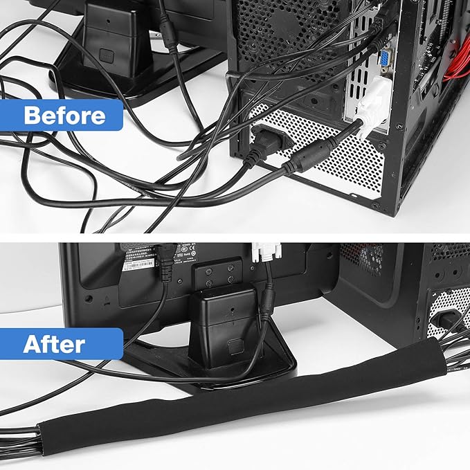 JOTO 2 Pack Cable Management Sleeve, Flexible Cable Sleeve Wrap Cover Wire - Image 7