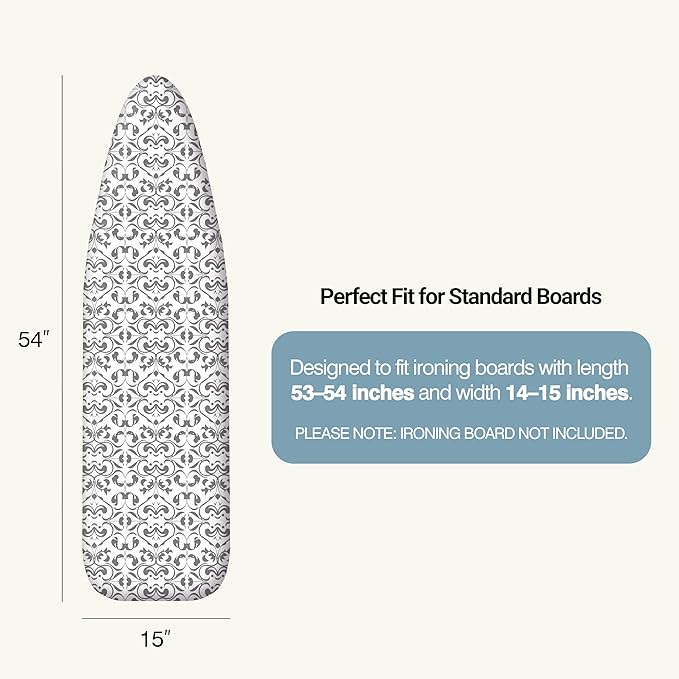 Ironing Board Cover and Pad 15"x54" Extra Thick Natural Cotton, Scorch and - Image 2