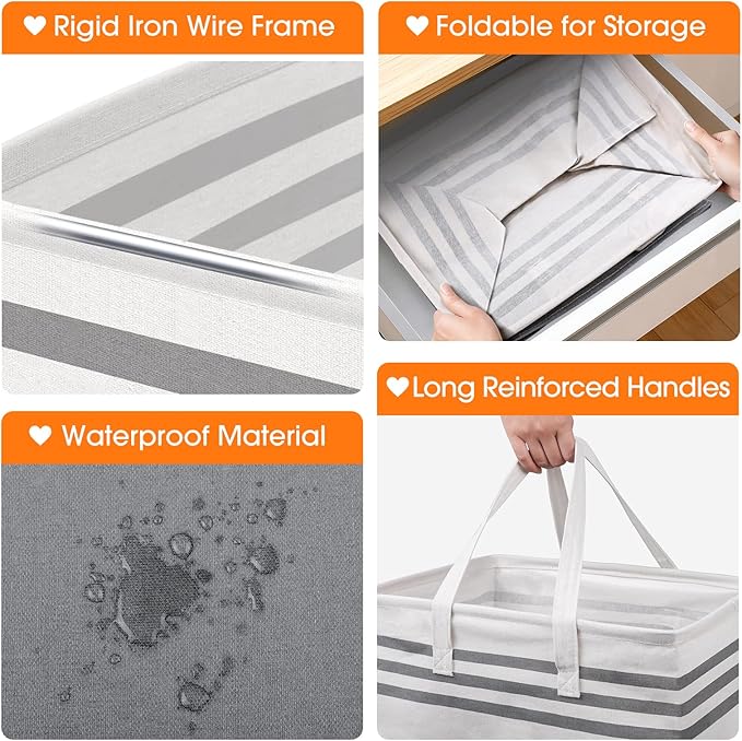 4 Pack Large Laundry Baskets, Laundry Hampers, Freestanding Waterproof - Image 3