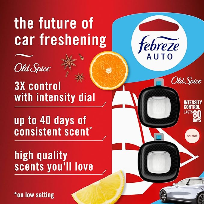 Febreze Car Air Freshener Vent Clip Old Spice Scent, .07 oz. Car Vent Clip - Image 2