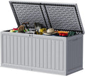 Devoko 260 Gallon Double-Wall Deck Box with Divider, Side Handles, Resin Outdoor Large Storage Box Waterproof and Lockable for Patio Furniture, Garden, Pool (Grey, 260 Gallon) by DEVOKO