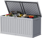 Devoko 260 Gallon Double-Wall Deck Box with Divider, Side Handles, Resin Outdoor Large Storage Box Waterproof and Lockable for Patio Furniture, Garden, Pool (Grey, 260 Gallon) by DEVOKO