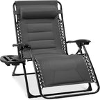 Best Choice Products Oversized Padded Zero Gravity Chair, Folding Outdoor Patio Recliner, XL Anti Gravity Lounger for Backyard w/Headrest, Cup Holder, Side Tray, Polyester Mesh - Gray by BestChoiceProducts