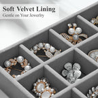 Velvet Jewelry Drawer Organizer Trays – Large Grey Stackable Jewelry Storage - Image 3