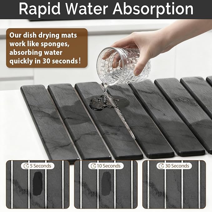 Large Stone Dish Drying Mat for Kitchen Counter, Quick Dry Stone Dishes Mats - Image 4