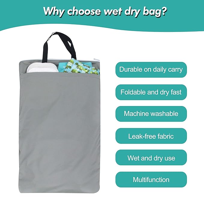 wegreeco Reusable Hanging Wet Dry Cloth Diaper Bag - Image 6