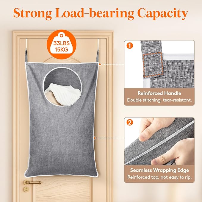 Lifewit 1 Pack Over Door Laundry Hamper, Large Collapsible Hanging Laundry - Image 3