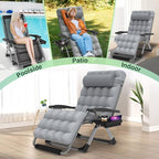 Suteck Oversized Zero Gravity Chair,33In XXL Lounge Chair w/Removable Cushion&Headrest, Reclining Camping Chair w/Upgraded Lock and Footrest, Reclining Patio Chairs Recliner for Indoor Outdoor,500LBS - Image 8