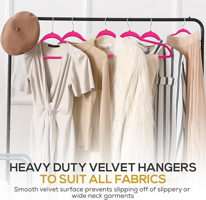 Premium Velvet Hangers 50 Pack Ultra Thin Non Slip Adult Felt Space Saving Suit - Image 6