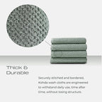 Luxury Silver-Infused Sage Green Washcloth Set of 4, 12.9"x12.9" - Image 4