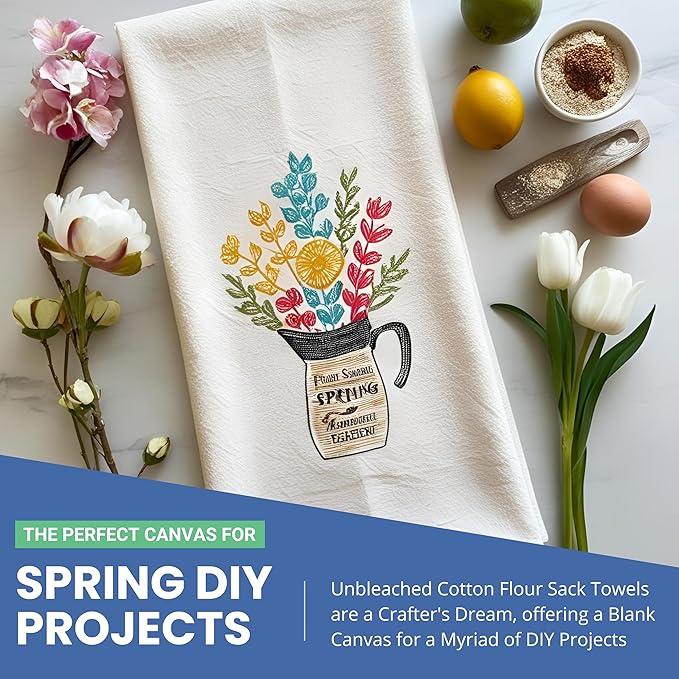 Flour Sack Towels | Tea Towel for Crafts| Kitchen Dish Cotton Blank Towel for - Image 6