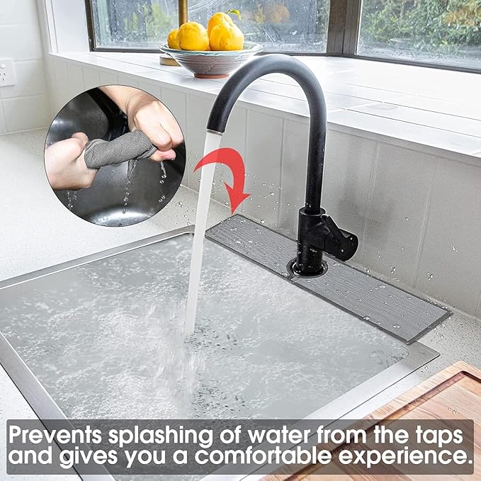 Bimkole 2 PCS Faucet Absorbent Mat, Kitchen Faucet Sink Splash Guard Wraparound - Image 5