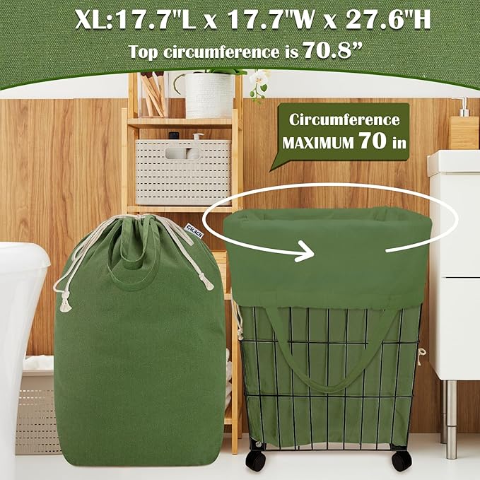 Canvas Laundry Bags with Handles & Square Base 18"Lx18"Wx27.6"H, Extra Large - Image 6