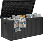 YITAHOME 260 Gallon Large Deck Box with Divider & Side Handles, Outdoor Double-Wall Storage for Patio Furniture Cushions, Garden Pool Accessories, Water Resistant & Lockable by YITAHOME