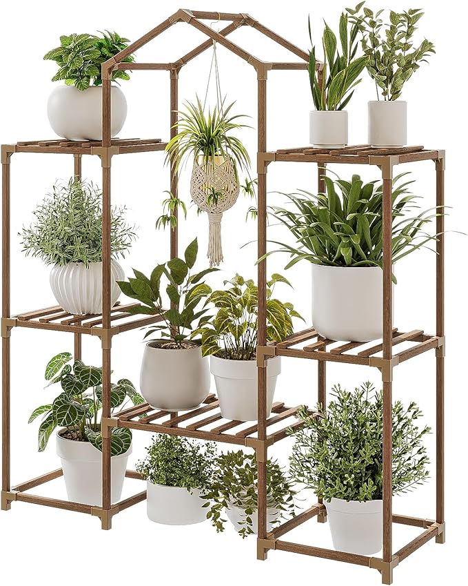 Bamworld Plant Stand Indoor Hanging Plant Shelf Outdoor Large Plant Rack for Multiple Plants Boho Home Decor Plant Gift for Mom Woman by Bamworld