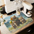 Three Bear Dish Drying Mat for Kitchen Ccounter Absorbent Microfiber Small - Image 8