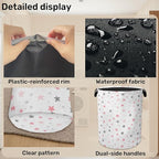 Cute Pink Stars Foldable Canvas Laundry Basket - Image 5
