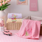 3 Pcs Tulips Bouquet Hand Towels Spring Pink Tulips Flower Bath Towels 14 x 29 - Image 5