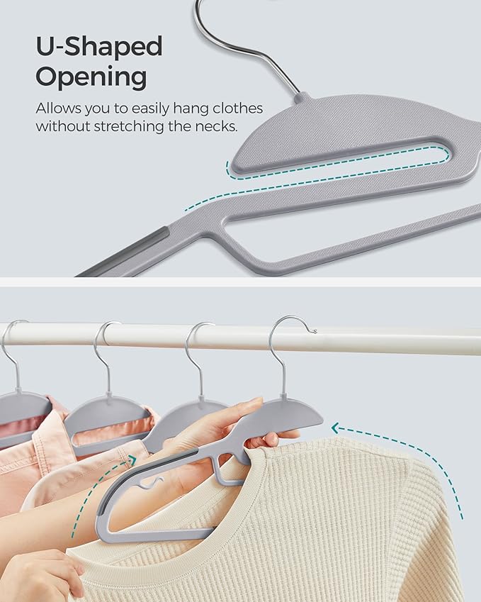 SONGMICS 100 Pack Coat Hangers, Heavy-Duty Plastic Suit Hangers, S-Shaped - Image 3